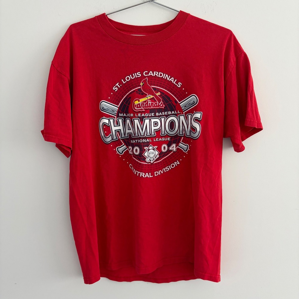 St Louis Cardinals 2004 NL Central Division Champions Red T-Shirt Mens XL